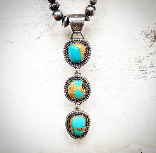 Triple Turquoise drop pendant